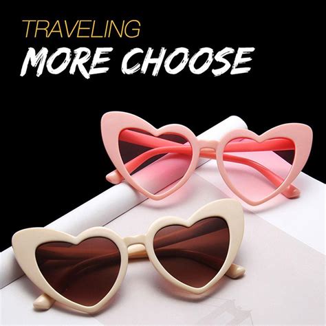 Fashion Women Clout Goggle Uv400 Protection Heart Shaped Sunglasses