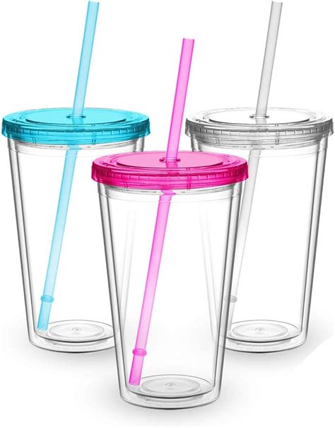 Amazon Civago Clear Insulated Acrylic Plastic Tumbler Set With