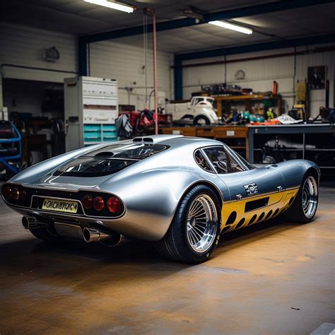 A Silver Sports Car Parked In A Garage