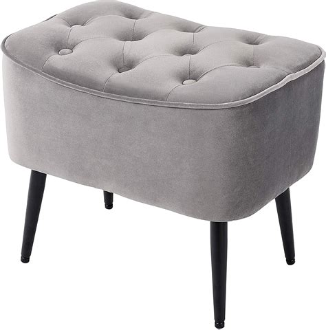 BirdRock Home Tufted Curve Ottoman - Velvet Foot Stool - Grey - Walmart ...