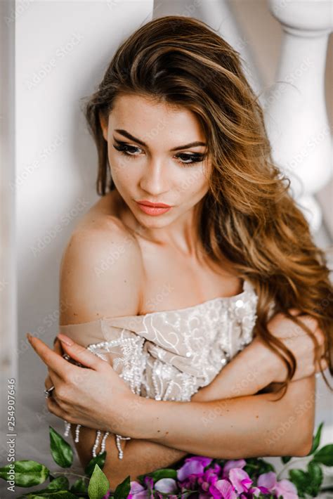 Portrait Of Luxury Girl With Nude Shoulders Stock Photo Adobe Stock