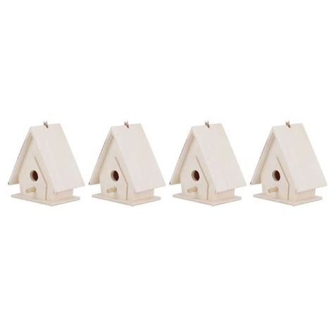 SURENHAP Nids D Oiseaux 4Pcs Mini Maison D Oiseau En Bois Suspendue