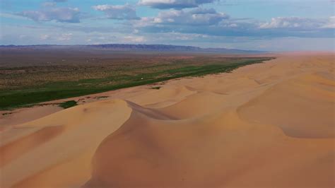 Aerial View Of Sand Dunes In Gobi Desert Stock Footage SBV-347441415 ...