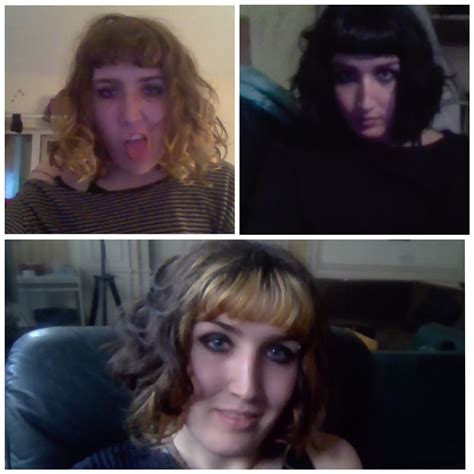 Timeline of me with a fringe. Top left is 1 month, top right is 4
