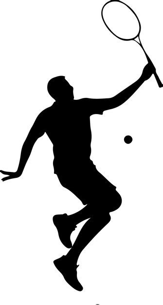 Jump Smash Badminton Silhouette Vector Black Color Silhouette Premium