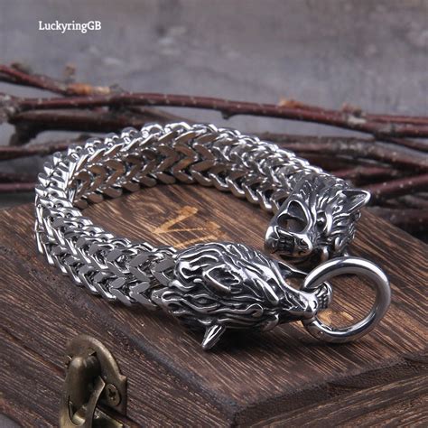 Viking Wolf Bracelet Viking Wolf Head Bracelet Bracelet Arm Etsy