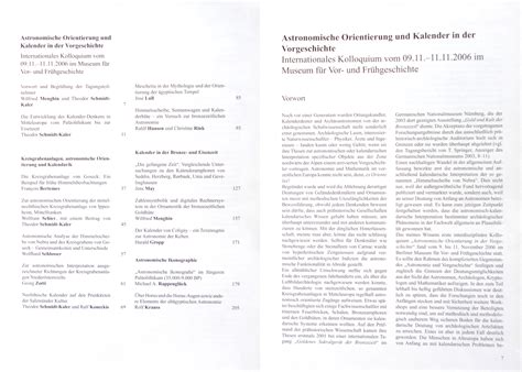 Astronomische Orientierung Und Kalender In Der Vorgeschichte Acta