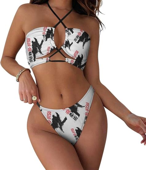 Jiu Jitsu Brazil Adjustable Two Piece Swimsuit For Women Triangle Bikini String Tie Bathing