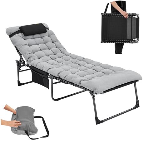 Kingcamp Oversized Adjustable Folding Chaise Lounge Chair With Mattress