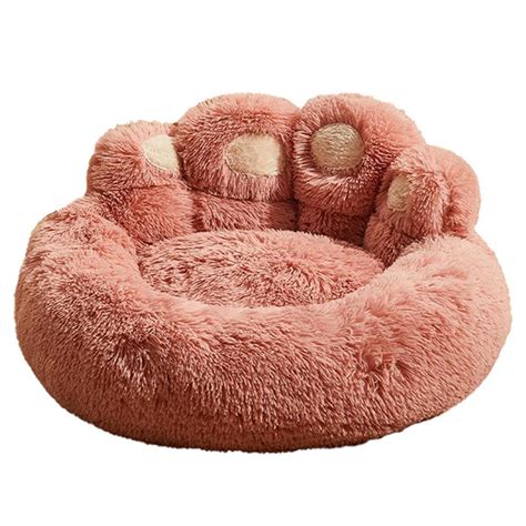 Cute Claw Cat Bed Plush Pink Brown Gray Apollobox