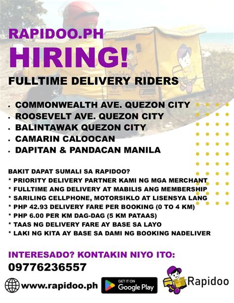 Fulltime Delivery Rider Jobs Opportunities Transport Delivery On