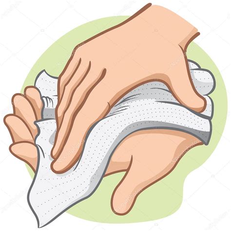 Illustration Of A Person Wiping And Wiping His Hands With A Paper Towel