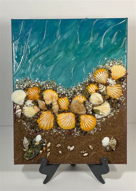 Beach Canvas Art3d Beach Wall Artresin Artmixed Media Beach Etsy