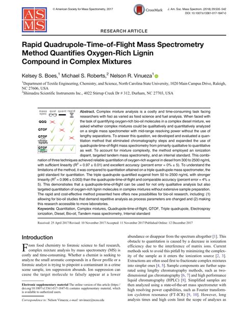 Pdf Rapid Quadrupole Time Of Flight Mass Spectrometry Method