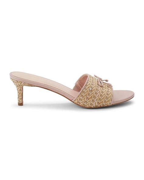 Kate Spade Savannah Raffia And Leather Heel Sandals Lyst