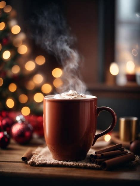Premium AI Image A Mug Of Christmas Hot Cocoa Winter And Cosy New Year S Eve Hot Drink