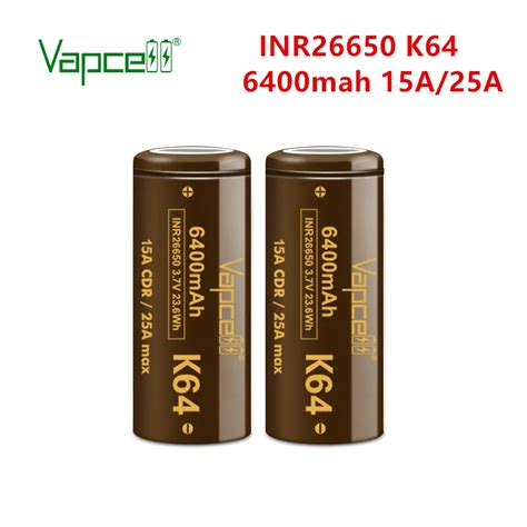 Vapcell 26650 K62 6200mah 15a25a Li Lon Battery High Capacity 36v