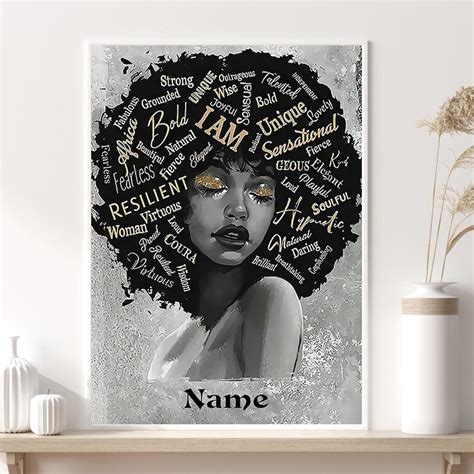 I Am Beautiful Black Girl Poster Black Woman Art Afro Etsy