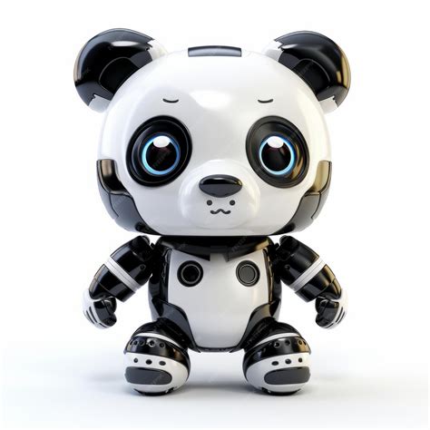 Premium Ai Image Cute Panda Bear Robot Robotic Animal Isolated Over