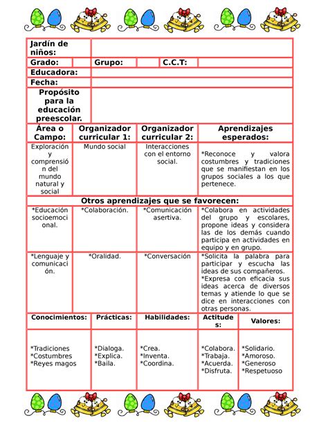 Ejemplo De Planeacion Para Preescolar Image To U