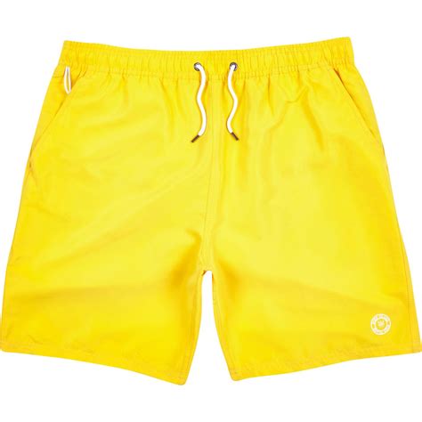 River Island Bright Yellow Mid Length Swim Shorts In Yellow For Men Lyst