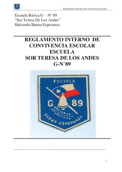 Pdf Reglamento Interno De Convivencia Escolar Escuela Derechos