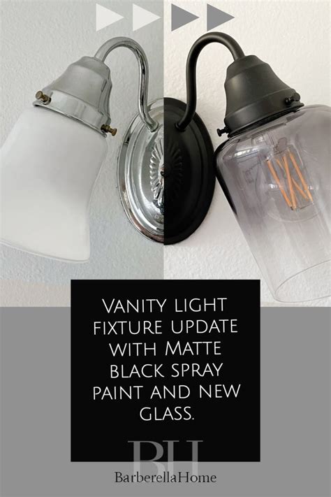 Vanity Light Fixture Update With Matte Black Spray Paint And New Glass