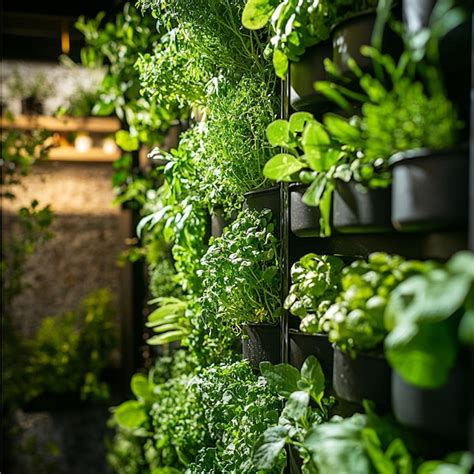 A Vertical Garden Filled With Organic Herbs And Greens Growing In A