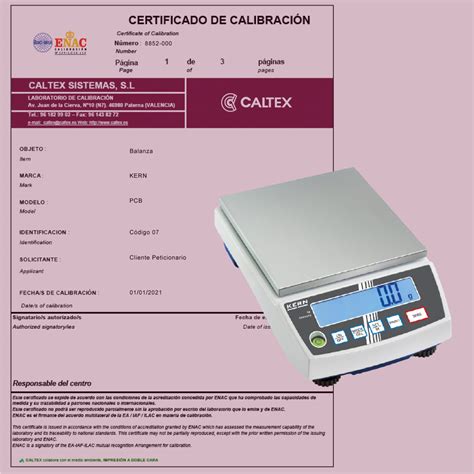 Calibracion Balanzas CALTEX Certificados ENAC