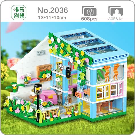 Wlcx Fairytale Flower House Loz Mini Blocks