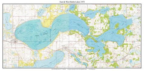 East And West Battle Lakes 1975 Custom Usgs Old Topo Map Minnesota Dtl North Old Maps