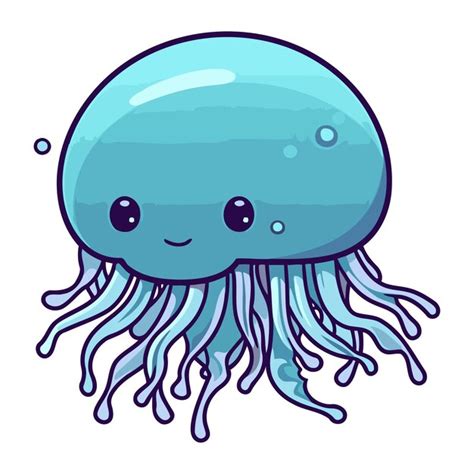 Premium Vector Cute Cartoon Jellyfish Vector Illustration Isolated On