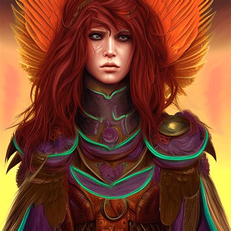 Arch Angel Warrior Portrait Digital Graphic · Creative Fabrica