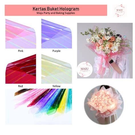 Jual 20 LEMBAR Kertas Buket Hologram Flower Wrapping Kertas Bunga