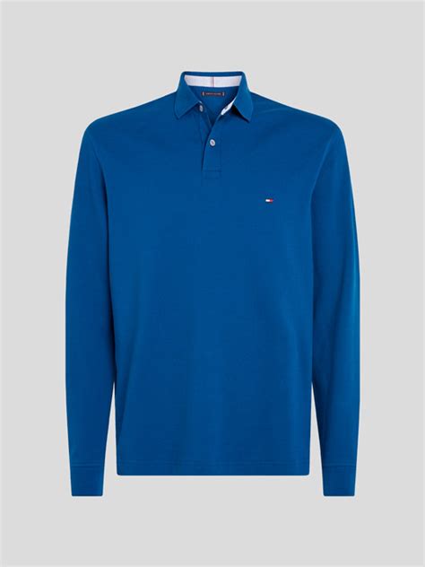 Polo Bleu Manches Longues Tommy Hilfiger Grande Taille Homme Grande