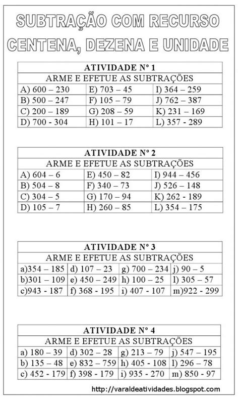 ATIVIDADES CENTENA DEZENA E UNIDADE Atividades Para Baixar