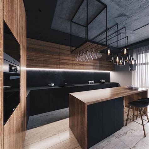 There S Something About Black Interiors With Wood Accents That Really