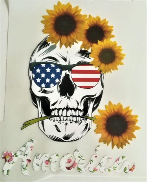 Le Patch Thermocollant Tendance Tête de Mort Tournesol 16cm x 23cm