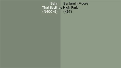 Behr Thai Basil N400 5 Vs Benjamin Moore High Park 467 Side By Side