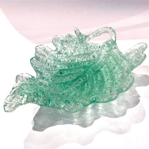 1950s Fratelli Toso Murano Green Overshot Blown Glass Leaf Dish Chairish