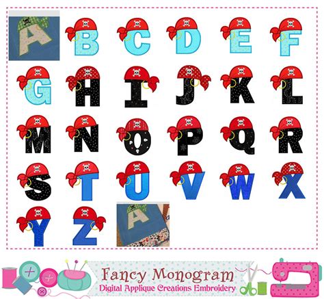 Pirate Alphabet Embroidery Pirate Monograms Az Design Pirate