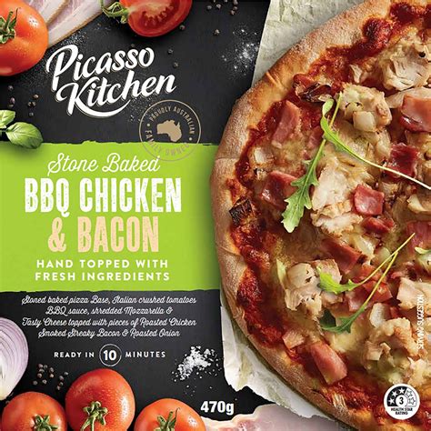 Picasso Kitchen Stone Baked Bbq Chicken And Bacon Pizza 470g Woolworths