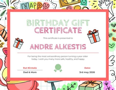 Funny Birthday Gift Certificate Template Squishing You A Happy