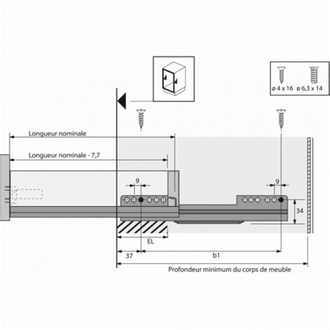 Coulisses à billes Quadro 25 pour tiroir InnoTech Atira charge 25 kg