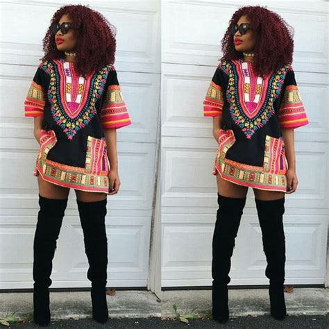 Black And Pink Colorful African Dashiki Shirt Dashikikiss