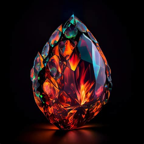 Premium Photo Crystal Fire Opal Gem Isolated On Black Background