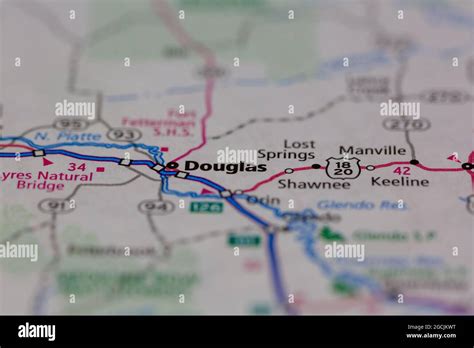 Douglas Wyoming Usa Shown On A Road Map Or Geography Map Stock Photo