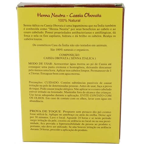 Henna Indiana Cassia Obovata Louro Dourado G Casa Da Ndia