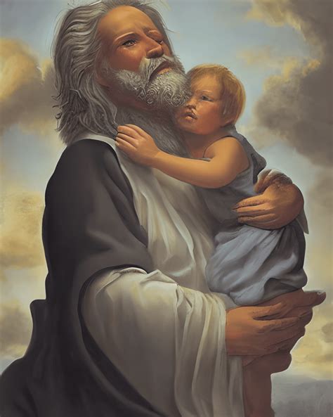 Father God With Long Grey Hair And Beard Holding An · Creative Fabrica