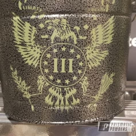 Metal Pail Powder Coated In Army Green Casper Clear And Black Frost